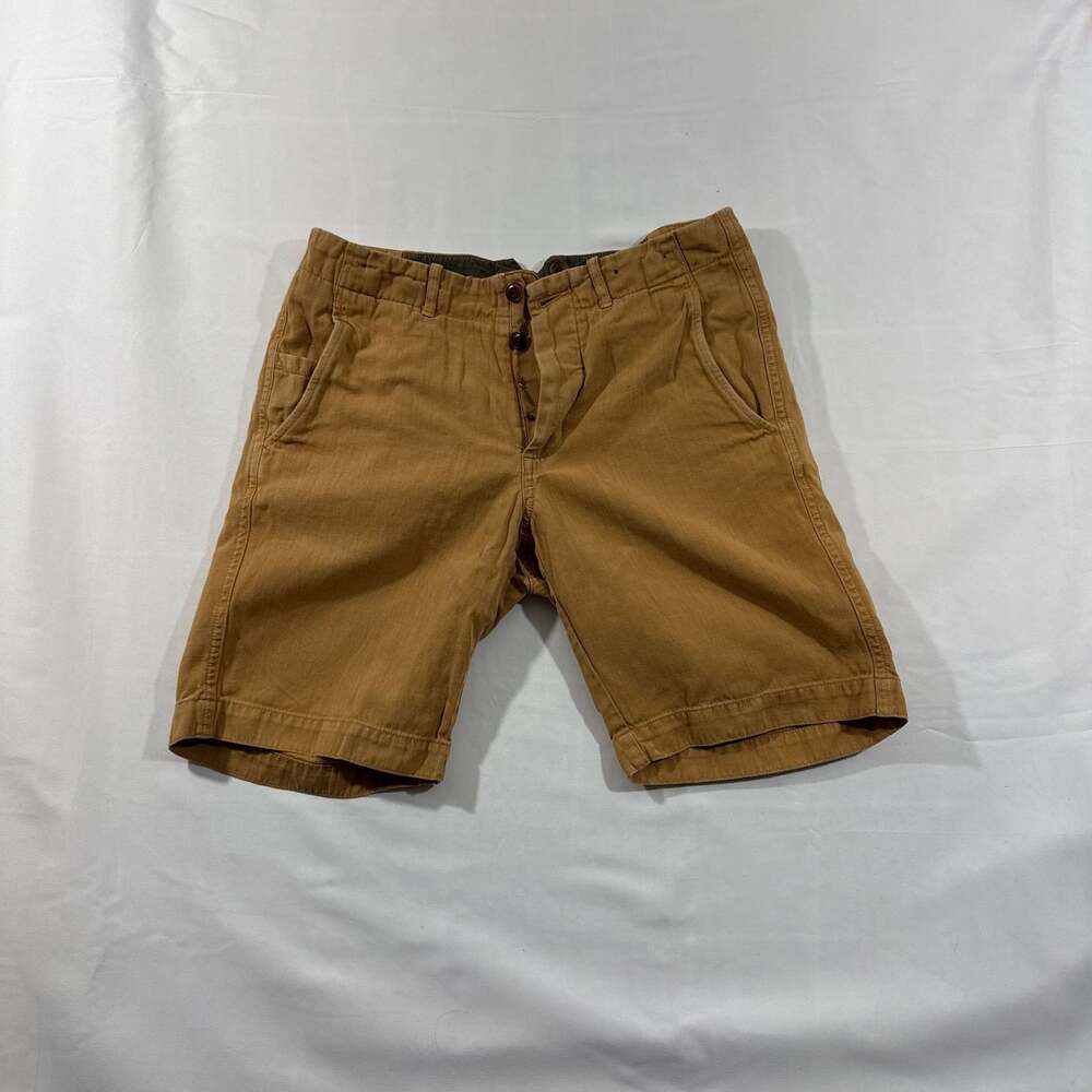 Wallace & Barnes by J.Crew Mens Brown Cotton Button Fly Chino Shorts Size 29